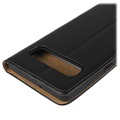 Samsung Galaxy S10 5G Leder Wallet Hülle mit Stand - Schwarz