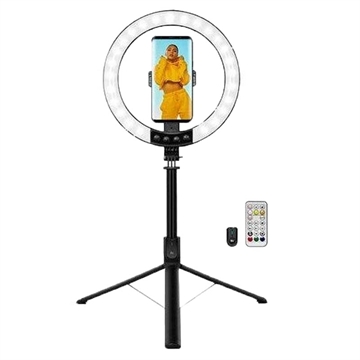 LogiLink AA0156 LED-Ringlicht mit Selfie Stick/Stativ & Fernauslöser