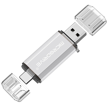 MICRODRIVE 64GB 2-in-1 USB 2.0 / USB-C Flash Drive - Weiß