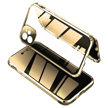 iPhone 11 Magnetisches Cover mit Sichtschutz aus Gehärtetem Glas - Gold