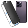 iPhone 15 Pro Max Magnetisches Cover mit Sichtschutz aus Gehärtetem Glas - Silber