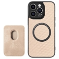 iPhone 15 Pro Cover mit Kartensteckplatz - Karbonfaser - Khaki