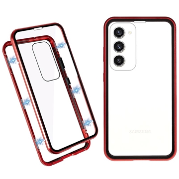 Samsung Galaxy S23+ 5G Magnetisches Cover mit Panzerglas - 9H - Rot