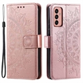 Samsung Galaxy A14/A14 5G Mandala Serie Wallet Hülle - Roségold