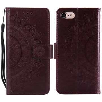 iPhone 7/8/SE (2020)/SE (2022) Mandala Serie Wallet Hülle - Braun