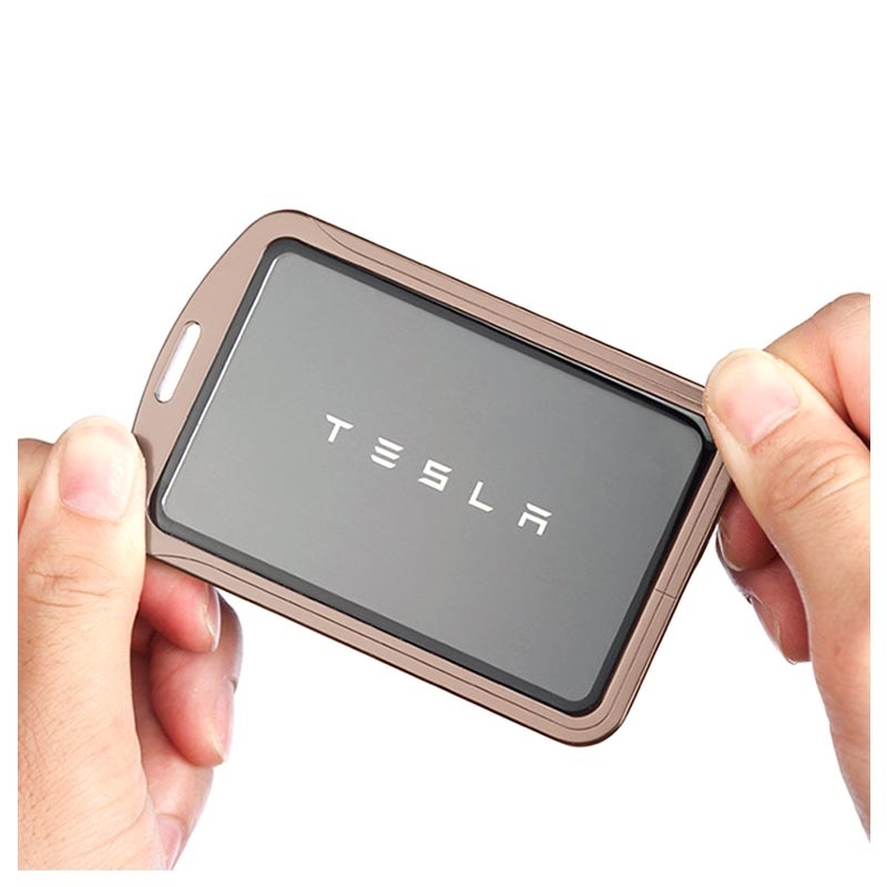 Tesla-Schlüsselkartenhalter aus Metall mit Karabiner