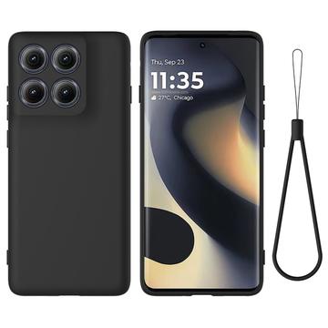 Motorola Edge (2025) Liquid Silikonhülle mit Handschlaufe - Schwarz