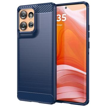 Motorola Edge 50 Gebürstete TPU Hülle - Karbonfaser - Blau