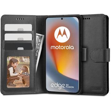 Motorola Edge 50 Fusion/G96 Tech-Protect Wallet Hülle mit Magnet & Stand - Schwarz