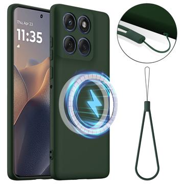 Motorola Edge 60 Pro Liquid Silikonhülle - MagSafe-kompatibel - Dunkel Grün