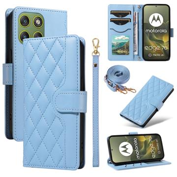 Motorola Edge 70 Luxus Gesteppte Wallet Hülle - blau