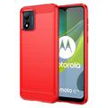 Motorola Moto E13 Gebürstete TPU Hülle - Karbonfaser (Offene Verpackung - Ausgezeichnet) - Rot
