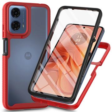 Motorola Moto E14/G24/G04/G04s 360 Schutz Hülle - Rot / Durchsichtig