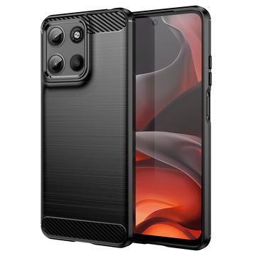 Motorola Moto G15 Gebürstete TPU Hülle - Karbonfaser - Schwarz