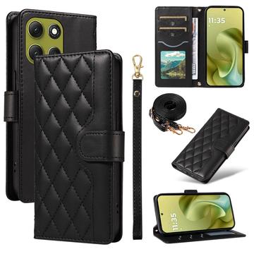 Motorola Moto G86 Luxus Gesteppte Wallet Hülle - schwarz
