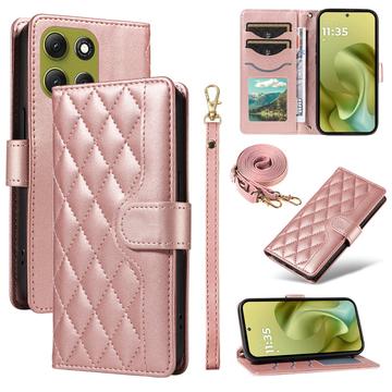 Motorola Moto G86 Luxus Gesteppte Wallet Hülle - Roségold