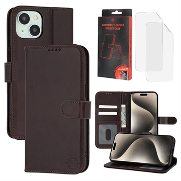 iPhone 15 MyTPhone CardMate Leder Wallet Hülle - dunkelbraun