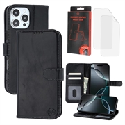 iPhone 16 Pro MyTPhone CardMate Leder Wallet Hülle - Schwarz