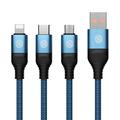 NILLKIN Swift Pro 3-in-1 Kabel Nylon geflochten USB zu Typ-C / iP / Micro Ladekabel - Blau