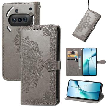 Nothing Phone (3a) Mandala Serie Wallet Hülle - Grau