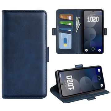 Nothing Phone (3a) Pro Wallet Hülle mit Magnetverschluss - Kalb Textur - blau
