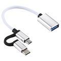 Goobay USB 3.0 zu MicroUSB und USB-C T-Adapter - Weiß