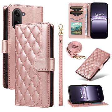 OnePlus Ace 5 Racing/Nord CE5 Luxus Gesteppte Wallet Hülle - Roségold