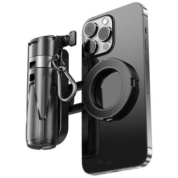 P15-C 2-in-1 Magnetischer Selfie-Stick und Stativ mit RGB-Licht - Schwarz