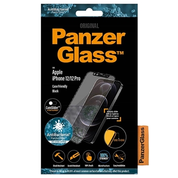 iPhone 12/12 Pro Panzerglas - 9Hs Case Friendly CamSlider Panzerglas - 9H - Schwarz Rand