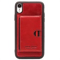 Pierre Cardin Lederbezogenes iPhone XR TPU-Hülle mit Ständer - Rot