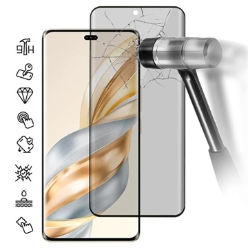 Honor X60 Pro Privacy Full Cover Panzerglas - 9H - Schwarz Rand