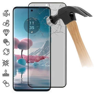 Motorola Edge 40 Neo Privacy Full Cover Panzerglas - 9H - Schwarz Rand