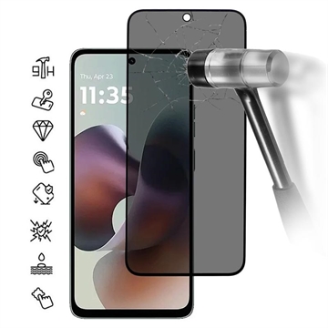 Motorola Moto G56 Privacy Full Cover Panzerglas - 9H - Schwarz Rand