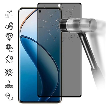 Realme 12 Pro/12 Pro+ Privacy Full Cover Panzerglas - 9H - Schwarz Rand