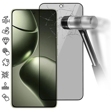 Xiaomi 14T/14T Pro Privacy Full Cover Panzerglas - 9H - Schwarz Rand