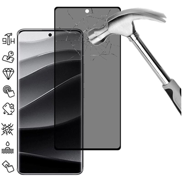 Xiaomi Redmi Note 14 Pro+ 5G/13 Pro+ Privacy Full Cover Panzerglas - 9H - Schwarz Rand