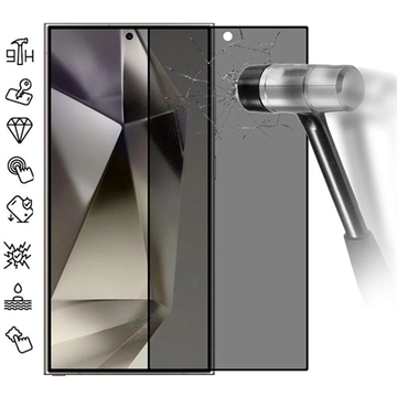 Samsung Galaxy S25 Ultra Privatsphäre Panzerglas - Unterstützung Fingerabdruck entsperren - schwarz Rand