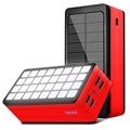 Psooo PS-900 Solar Powerbank mit LED-Licht - 50000mAh (Offene Verpackung - Ausgezeichnet) - Rot