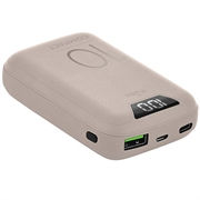 Puro Compact Power Bank 10000mAh mit Display - USB-A, USB-C, 15W - Pink