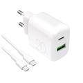 Puro Prolite 20W Dual-Port-Ladegerät mit USB-C-Kabel - Weiß
