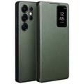 Samsung Galaxy S25 Ultra Qialino Smart View Leder Flip Hülle - Grün
