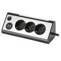 REV Light Socket Steckdosenleiste mit USB und LED-Licht - Silber / Schwarz