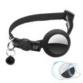 Reflektierendes Haustierhalsband mit Glocke, Silikonhülle und Schutzfolie für AirTag 1/2 - Schwarz