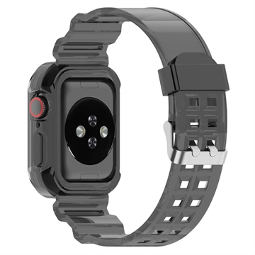 Apple Watch Series 11/10 Ersatz-Silikonarmband mit integriertem Rahmen - 42mm - Durchsichtig Schwarz