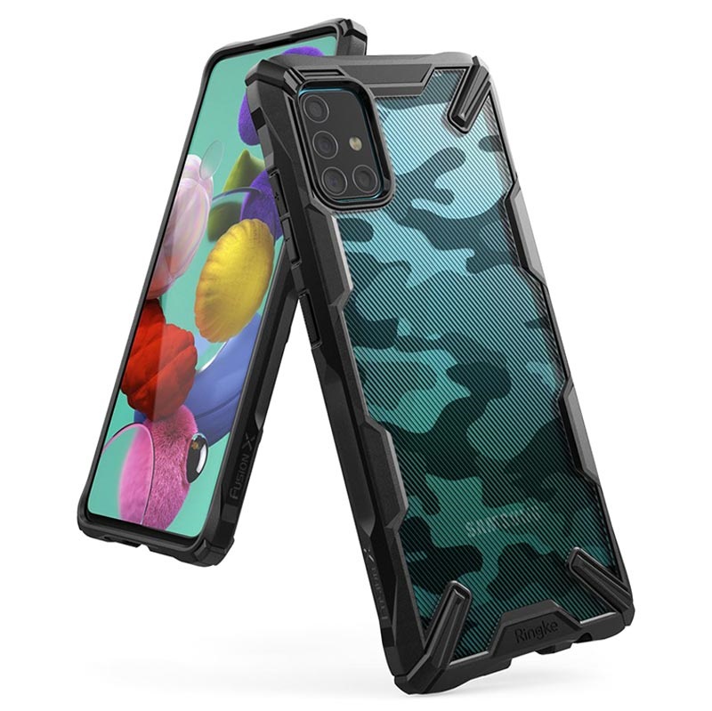 Ringke Fusion X Design Samsung Galaxy A51 Hybrid Hulle Camouflage Schwarz
