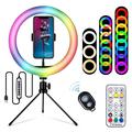 S26-RGB 10" RGB-LED-Ringlicht Selfie Fotografie Fill Light mit Handy-Halter und Stativ