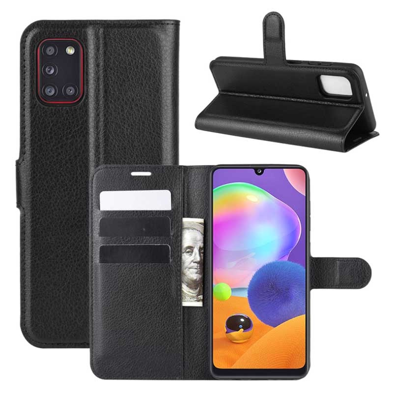 Samsung Galaxy A31 Wallet Hülle mit Ständerfunktion - Schwarz