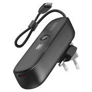 SBS 2-in-1-Hybrid-Powerbank & Wandladegerät mit integriertem USB-C-Kabel - 5000mAh - Schwarz