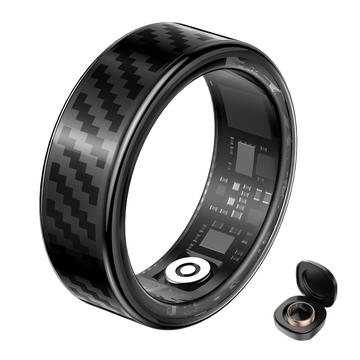 SY02 Kohlenstofffaser-Muster Smart Ring - Größe: 21.5mm - Schwarz