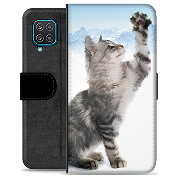 Samsung Galaxy A12 Premium Schutzhülle mit Geldbörse - Katze